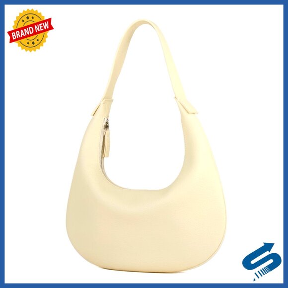 Full Grain Leather Hobo Bag with Wide Shoulder Strap and Multiple Pockets